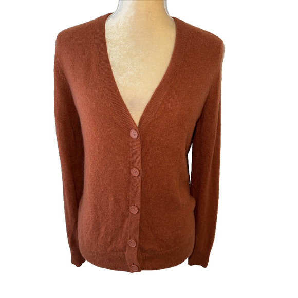 Cashmere Charter Club Luxury Rust Button Down Cardigan Size XS - Picture 1 of 10